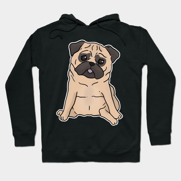 Cute pug dog hand drawn sitting with sad face Hoodie by Mesyo